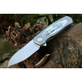 CPM20CV Blade Abalone and Titanium Handle Hunting Survival Camping Tactical Pocket Knife UD406721